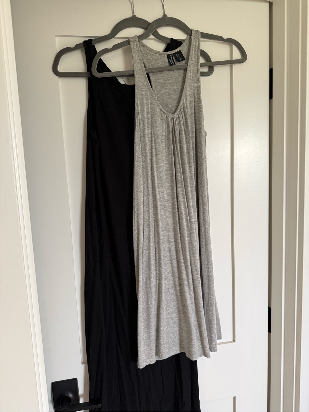 2 for 1: Light Gray Racerback Midi Dress + Black Layered Dress Bundle